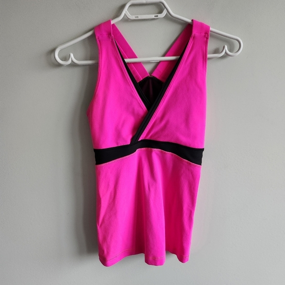 Lululemon Deep V Y2K  Fit And Flare Tank Top Yoga Running Gym Size 8 Pink Top - Picture 3 of 9